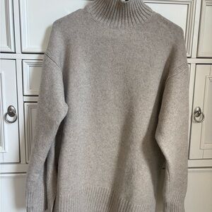 H&M Ribbed High Neck Sweater in Light Beige